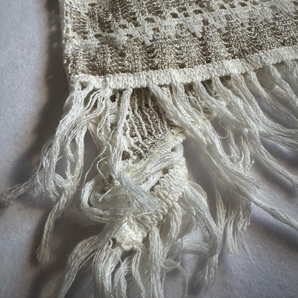 Chico’s Open Knit Fringe Vest NWT Neutral Boho Layering Cardigan Size 0 (Small) - Picture 6 of 6